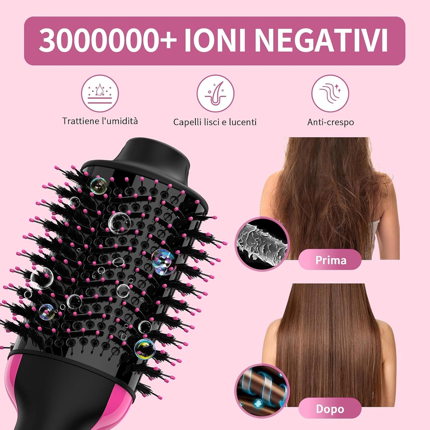 Sawop Asciugacapelli e Volumizzante in Uno, 1200W Phon Styler Con Ioni Negativi Anti-Crespo, Cilindro in Ceramica al Titanio, Spazzola Raddrizzante