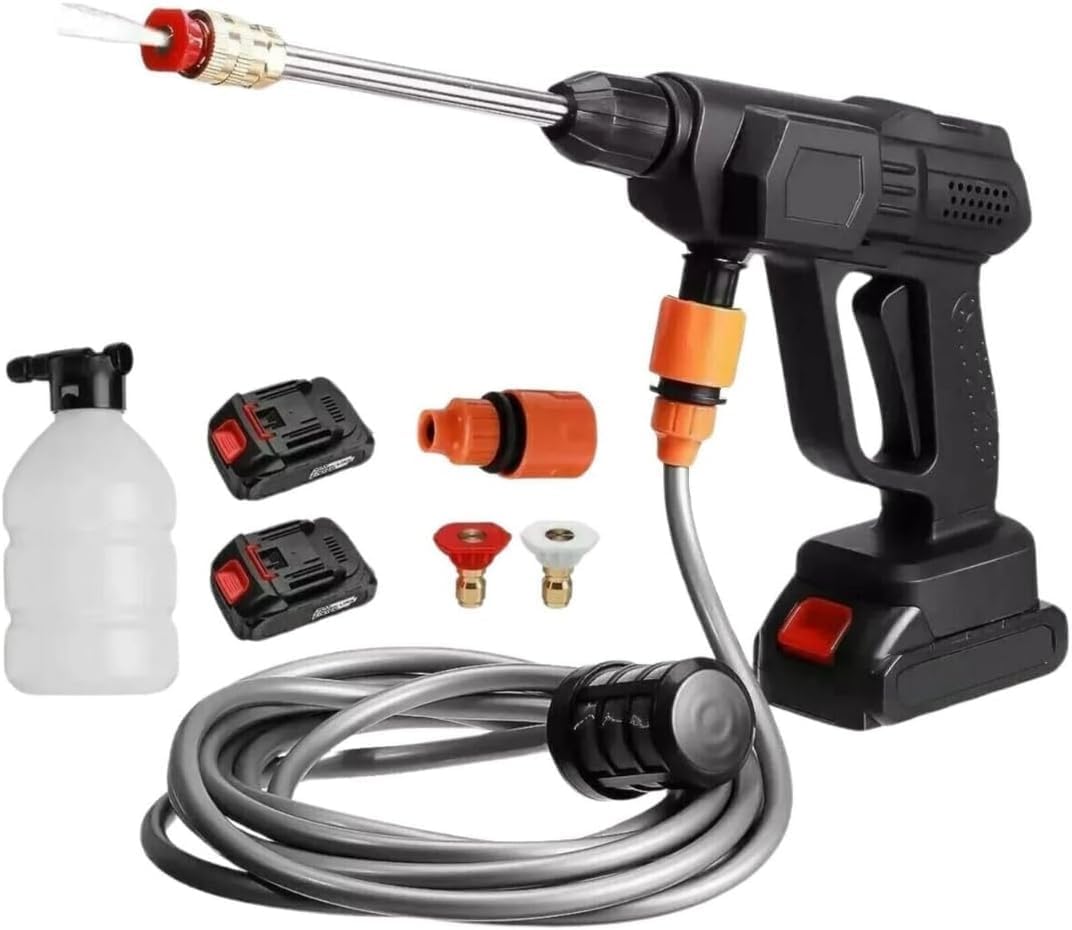 Idropulitrice a batteria 42V Idropulitrice Professionale portatile con 2 batterie 8000mAh e Tubo da 5M Idropulitrice ad alta pressione a batteria per il lavaggio di auto Pulizia di pavimenti