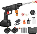 Idropulitrice a Batteria, 48V Max 90 Bar Idropulitrice Portatile con 2 Batteria, Ugello Multispruzzo 6 in 1, Tubo da 5M, Lancia di Prolunga, Strumento per La Pulizia Dell'auto da Esterno
