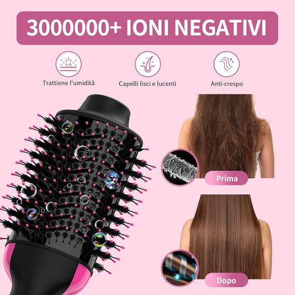 Sawop Asciugacapelli e Volumizzante in Uno, 1200W Phon Styler Con Ioni Negativi Anti-Crespo, Cilindro in Ceramica al Titanio, Spazzola Raddrizzante