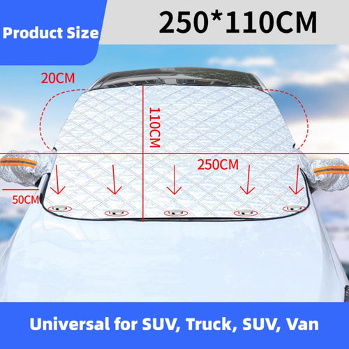 Copri Parabrezza per Auto, 5 Magneti Copertura Parabrezza Auto, Protezione Parabrezza Protezione Solare, Copri Parabrezza per Auto Protezione Anti UV, Neve, Grandine (225x110cm)