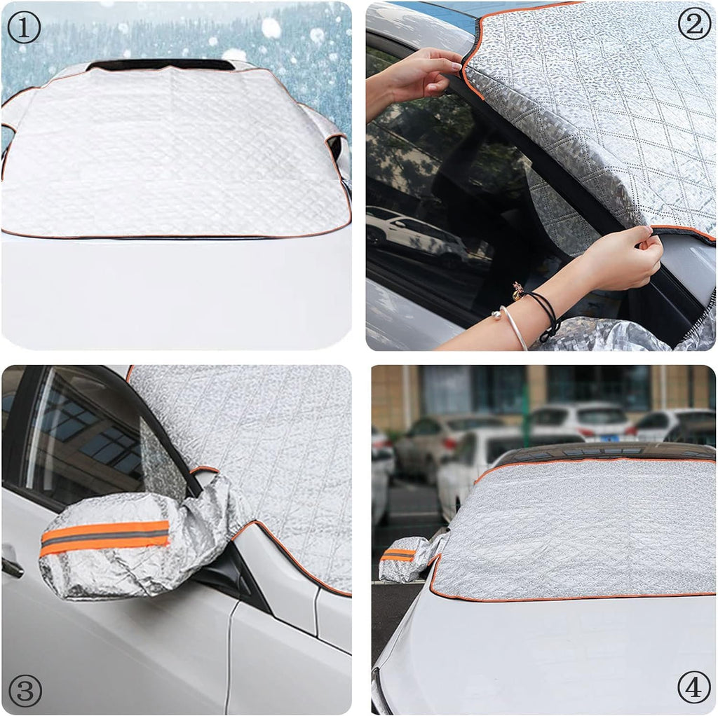 Copri Parabrezza per Auto, 5 Magneti Copertura Parabrezza Auto, Protezione Parabrezza Protezione Solare, Copri Parabrezza per Auto Protezione Anti UV, Neve, Grandine (225x110cm)