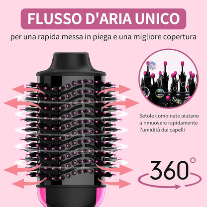 Sawop Asciugacapelli e Volumizzante in Uno, 1200W Phon Styler Con Ioni Negativi Anti-Crespo, Cilindro in Ceramica al Titanio, Spazzola Raddrizzante